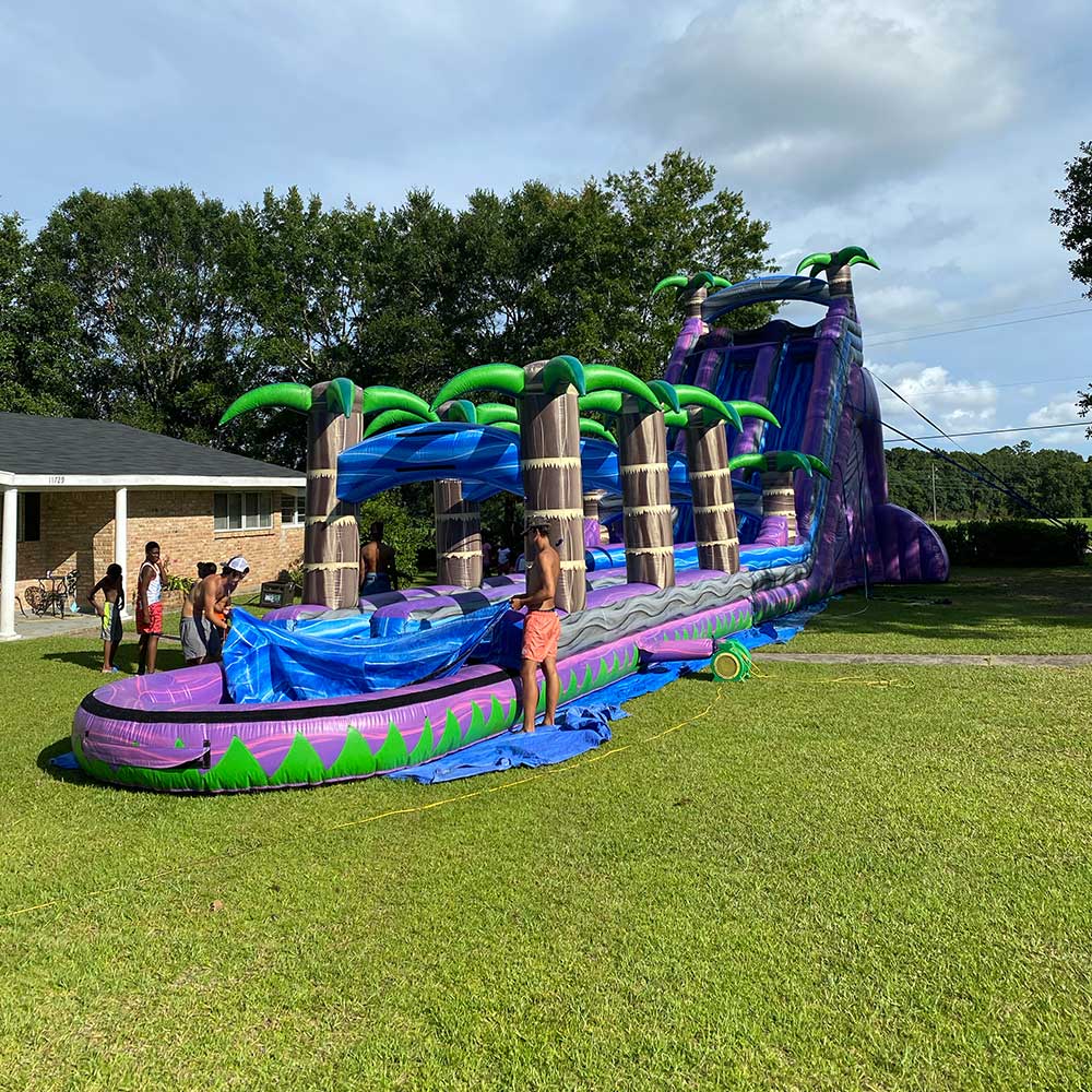 27' Dual Lane Purple Paradise Water Slide with slip-n-slide